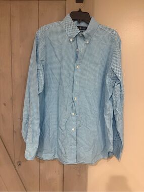 Ralph Lauren Blue Gingham Button-Down Dress Shirt